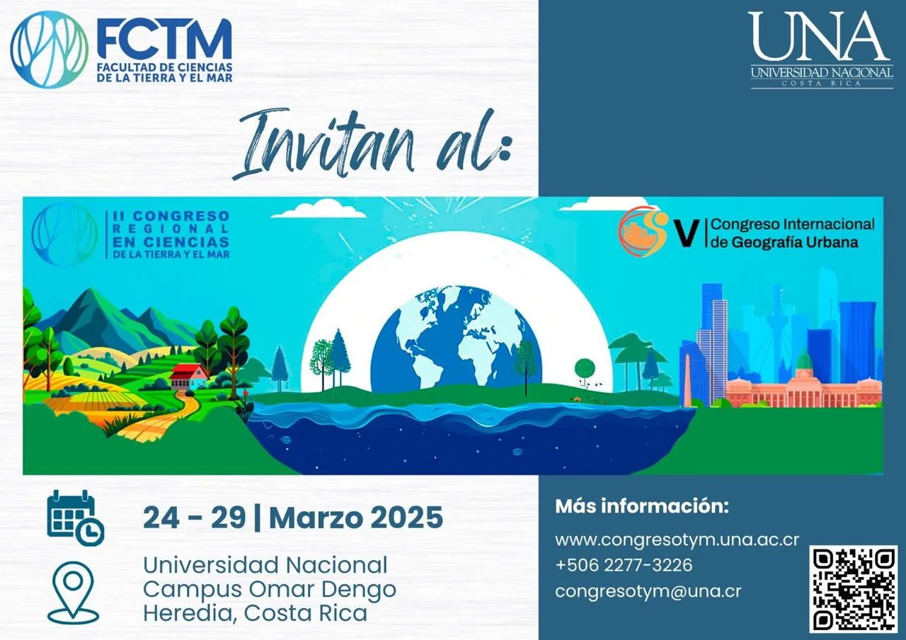 Flyer del II Congreso Regional de Ciencias de la Tierra y El Mar y el V Congreso Internacional de Geografía Urbana